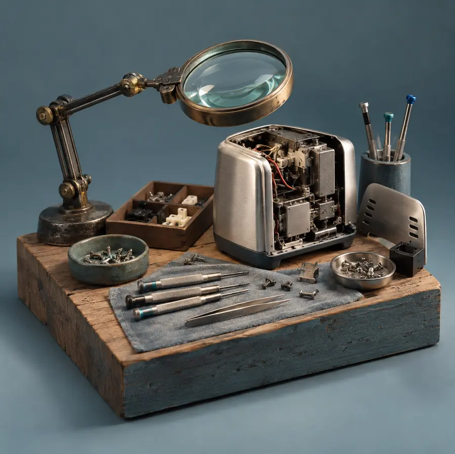Illustration of repair businesses equipment and workspace